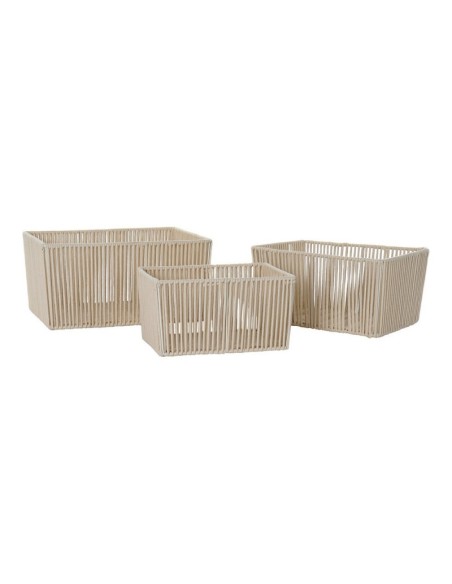 CESTA SET 3 ALGODON METAL 40X30X20 BLANCO