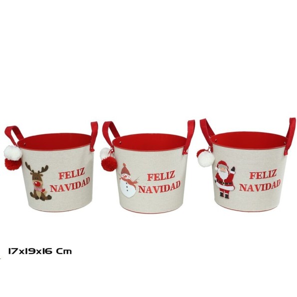 CESTA METAL TURUJAN ROJA 3STD 17X17X16CM