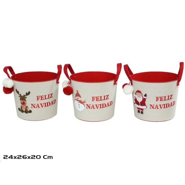 CESTA METAL TURUJAN ROJA 3STD 24X24X20CM