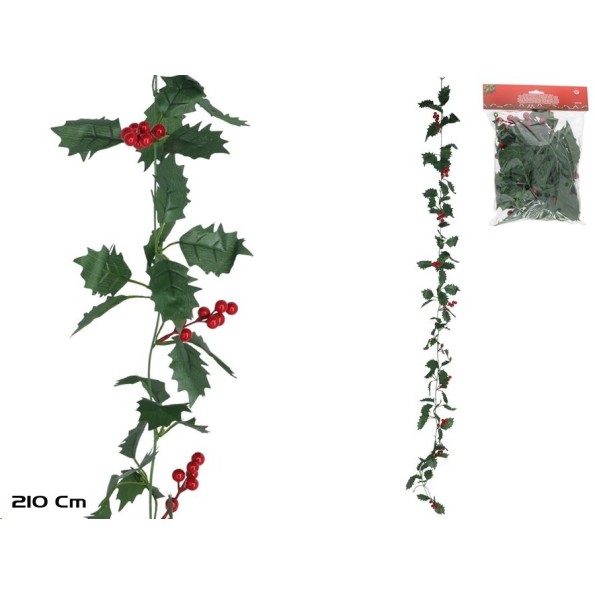 HOJAS DECORATIVAS C/ BAYAS XMAS 210CM