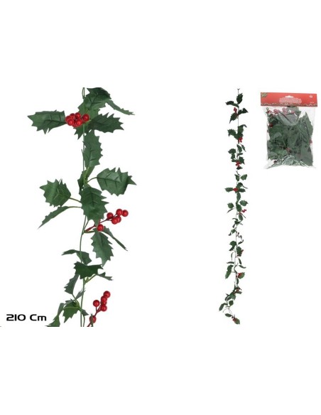 HOJAS DECORATIVAS C/ BAYAS XMAS 210CM