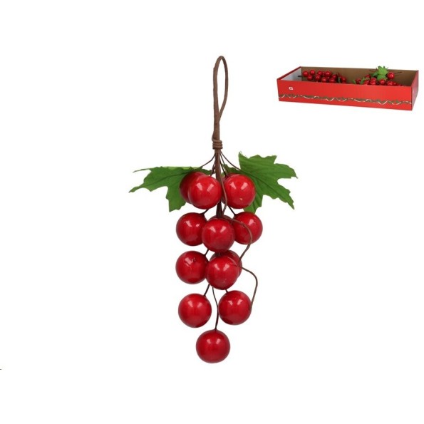 COLGANTE RACIMO FRUTOS ROJOS 14 BOLAS 25CM