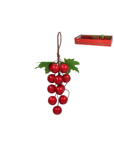 COLGANTE RACIMO FRUTOS ROJOS 14 BOLAS 25CM