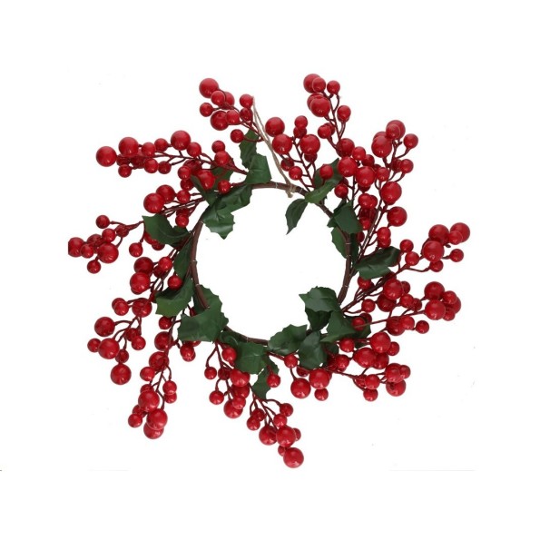 CORONA NAVIDAD BAYAS ROJAS 60CM CABAYIH