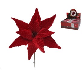 PICK FLOR PONSETIA CON CLIP L34XW29 CM