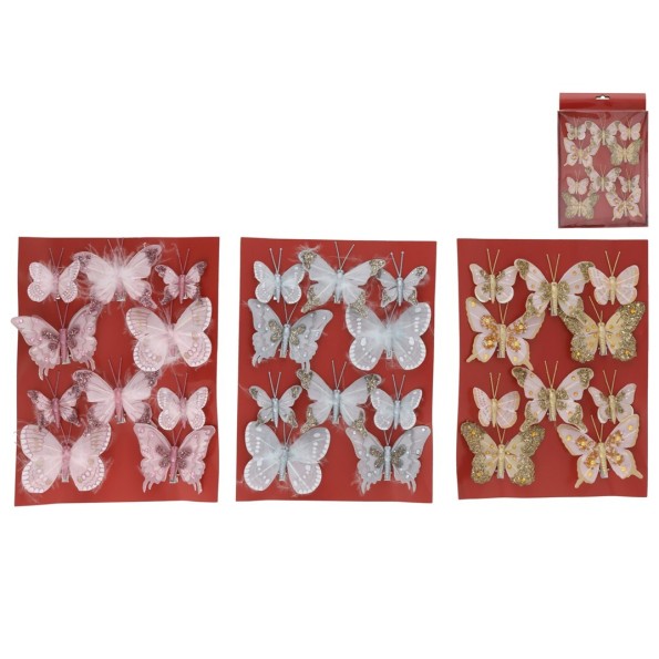 MARIPOSAS CON CLIP X10 3 STD. 7X8CM