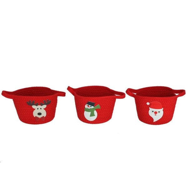 CESTO C/ASAS XMAS ROJO 22X30X15CM 3STD