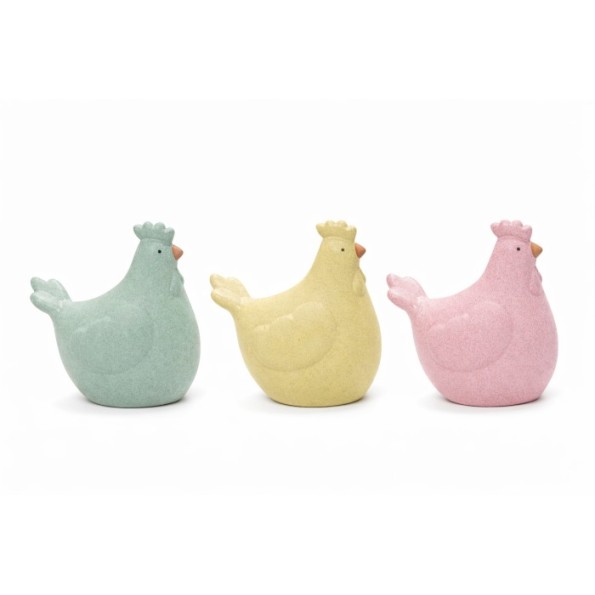 FIGURA CERAMICA 13X8X14 GALLINA 3 SURT.