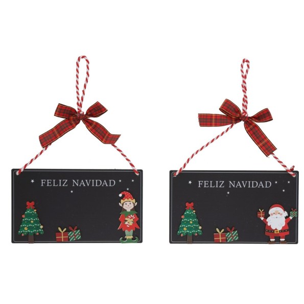 PIZARRA ELFO/PAPA NOEL 2 STD 20X11.5CM LUNIU
