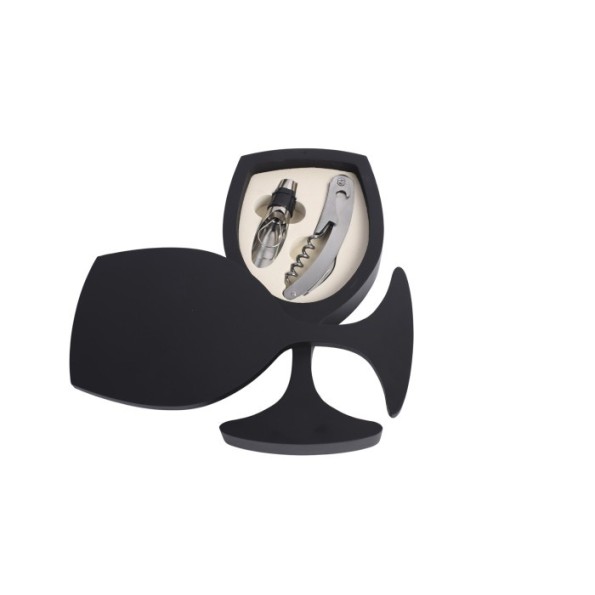 VINO SET 3 MDF INOX 11.5X22.5X4 NEGRO
