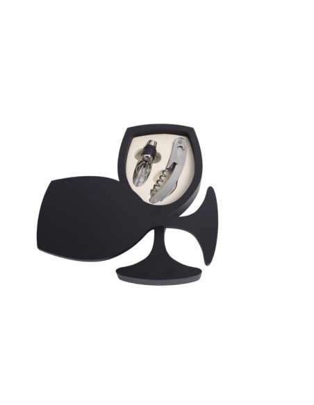 VINO SET 3 MDF INOX 11.5X22.5X4 NEGRO