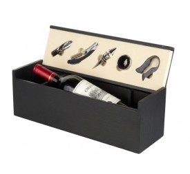 VINO SET 6 MDF INOX 36.5X11.5X12 NEGRO