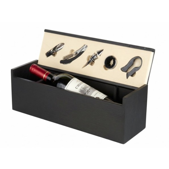 VINO SET 6 MDF INOX 36.5X11.5X12 NEGRO