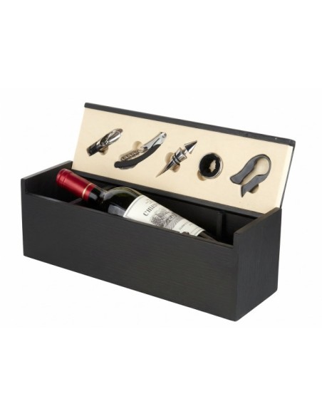 VINO SET 6 MDF INOX 36.5X11.5X12 NEGRO