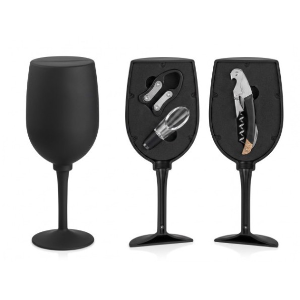 VINO SET 4 ABS INOX 9X9X24 GOMOSO NEGRO