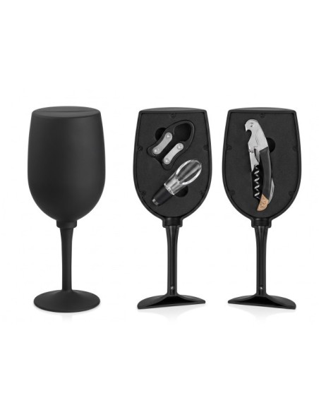 VINO SET 4 ABS INOX 9X9X24 GOMOSO NEGRO