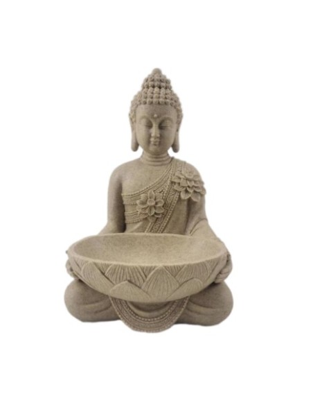 FIGURA RESINA 17.5X16.5X26 BUDA BANDEJA BEIGE