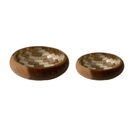 VACIABOLSILLOS SET 2 TECA CAPIZ 20X20X6 NATURAL