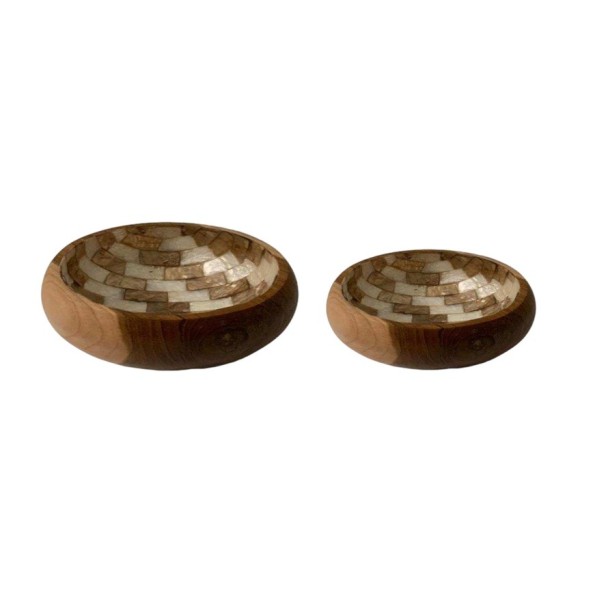 VACIABOLSILLOS SET 2 TECA CAPIZ 20X20X6 NATURAL