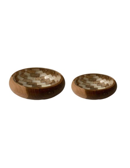 VACIABOLSILLOS SET 2 TECA CAPIZ 20X20X6 NATURAL