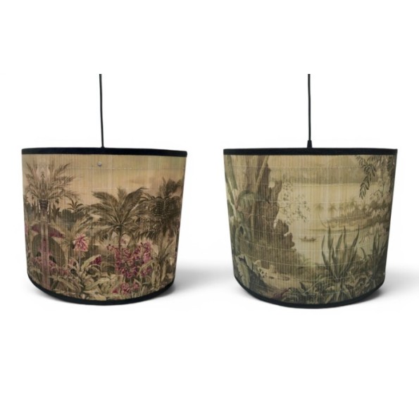 LAMPARA TECHO BAMBU 40X40X30 TROPICAL 2 SURT.