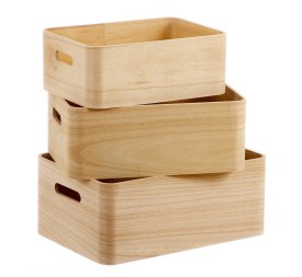 SET 3 CAJAS MADERA NATURAL 37 cm