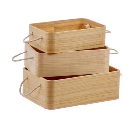 SET 3 CAJAS MADERA NATURAL CON ASA 30 cm
