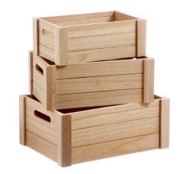 SET 3 CAJAS MADERA NATURAL 36 cm