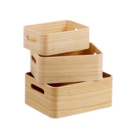 SET 3 CAJAS MADERA NATURAL A 28 cm