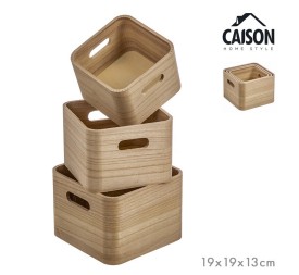 SET 3 CAJAS FRUTERAS MADERA LISA BASIC CUADRADA