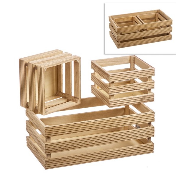SET 3 CAJAS FRUTERAS MADERA LINE 2+1