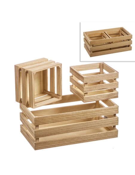 SET 3 CAJAS FRUTERAS MADERA LINE 2+1