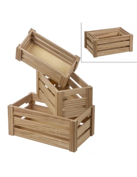 SET 3 CAJAS FRUTERAS MADERA CLASSIC LINE