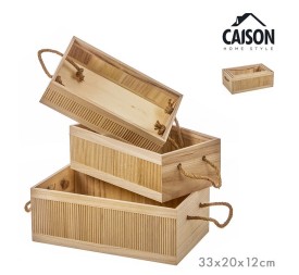 SET 3 CAJAS MADERA FRUTERAS ASAS CUERDA LINE