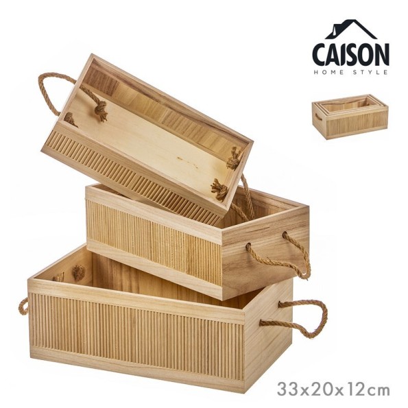 SET 3 CAJAS MADERA FRUTERAS ASAS CUERDA LINE