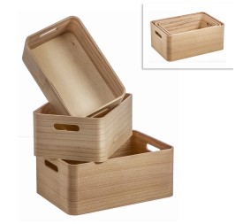 SET 3 CAJAS FRUTERAS MADERA LISA BASIC RECTANGULAR