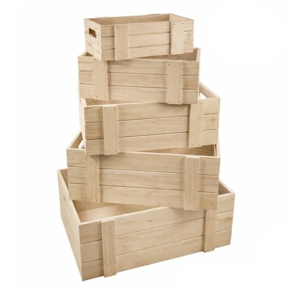 SET 5 CAJAS MADERA NATURAL