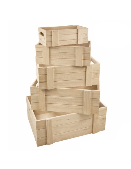 SET 5 CAJAS MADERA NATURAL