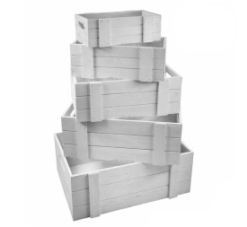SET 5 CAJAS MADERA BLANCA