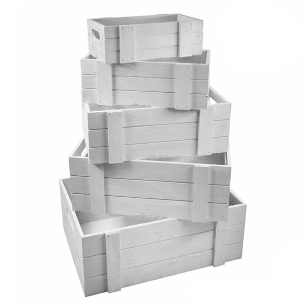 SET 5 CAJAS MADERA BLANCA