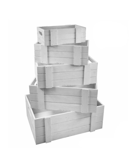 SET 5 CAJAS MADERA BLANCA