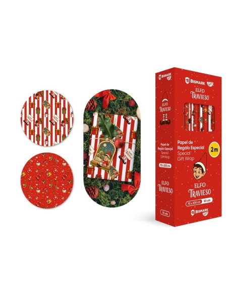 PAPEL DE REGALO ELFO TRAVIESO 70X200