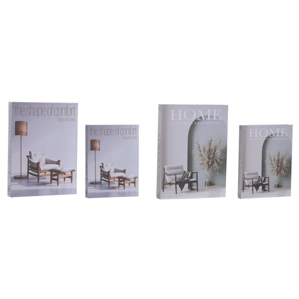 CAJA LIBRO SET 2 PU MDF 22X4X28,5 HOME 2 SURT.