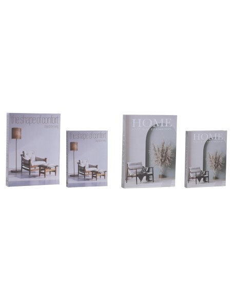 CAJA LIBRO SET 2 PU MDF 22X4X28,5 HOME 2 SURT.