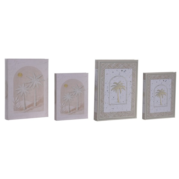 CAJA LIBRO SET 2 PU MDF 22X4X28,5 PALMERA 2 SURT.