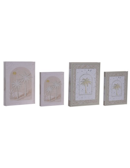 CAJA LIBRO SET 2 PU MDF 22X4X28,5 PALMERA 2 SURT.