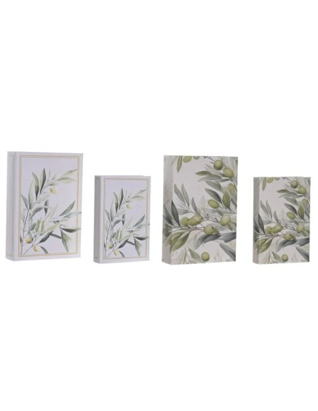 CAJA LIBRO SET 2 PU MDF 21X7X30 OLIVO 2 SURT.