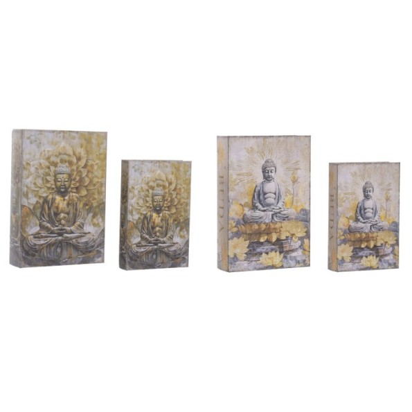 CAJA LIBRO SET 2 PU MDF 21X7X30 BUDA 2 SURT.