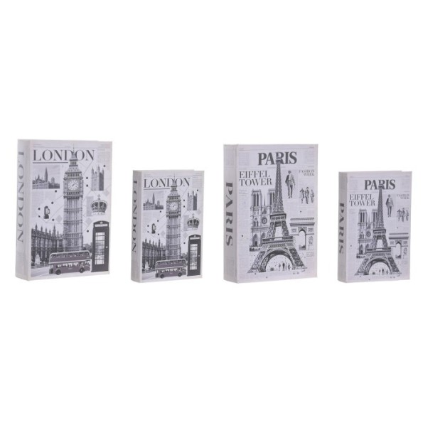CAJA LIBRO SET 2 PU MDF 21X7X30 CITY 2 SURT.