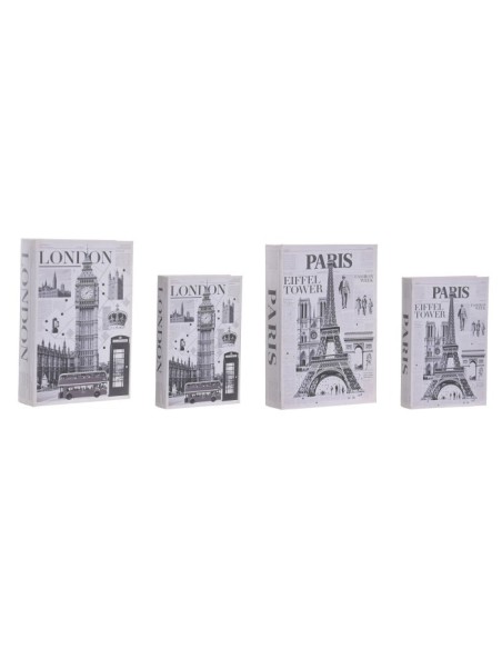 CAJA LIBRO SET 2 PU MDF 21X7X30 CITY 2 SURT.